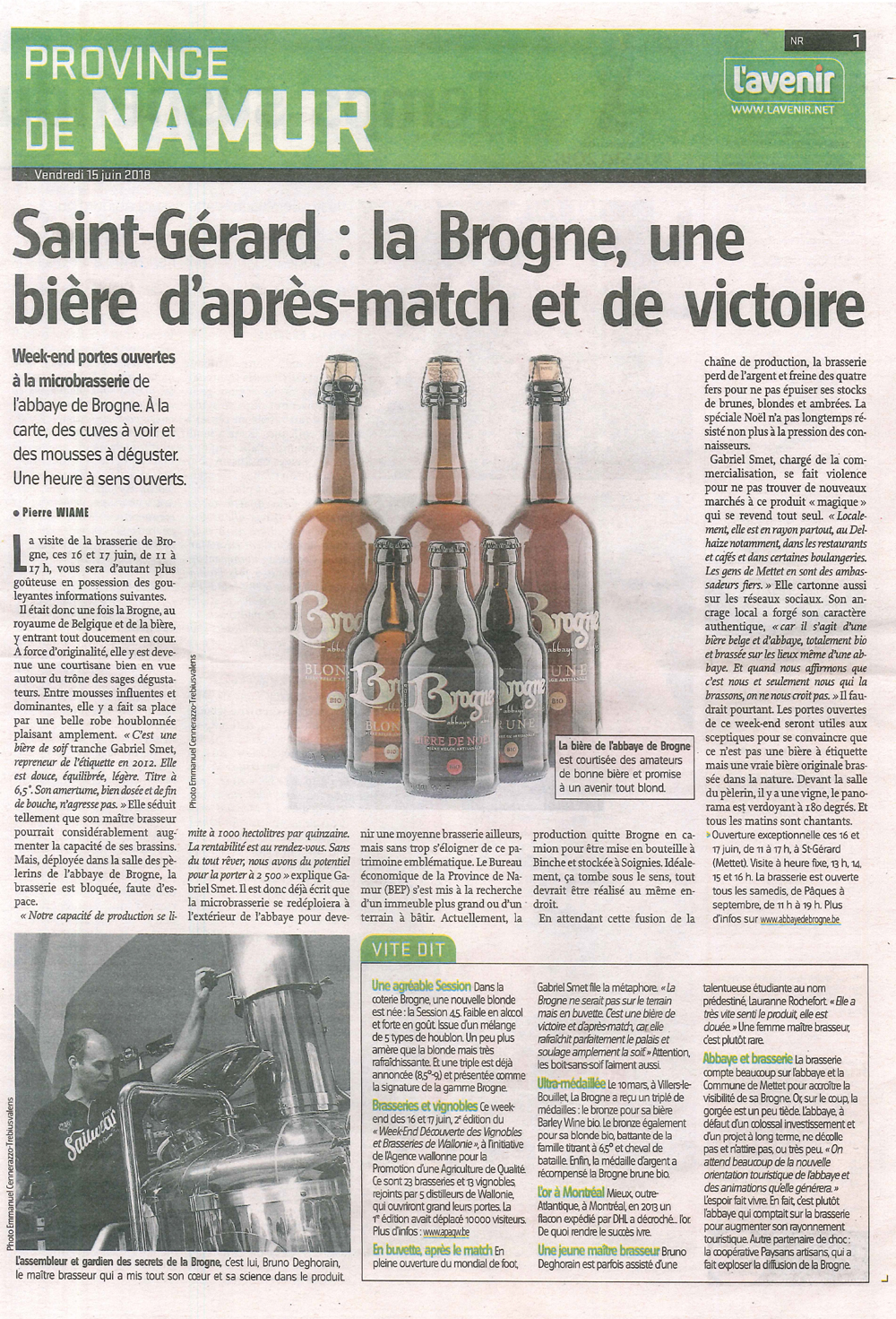 Saint-Gérard: la Brogne, une bière d’après-match et de victoire